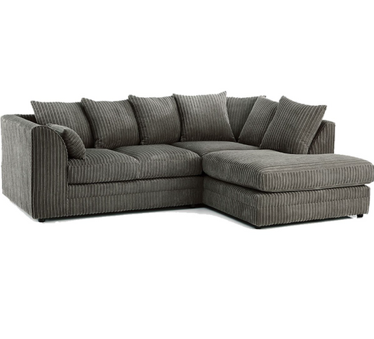 Manny L Shape Jumbo Cord 4 Seater Corner Sofa - Right side