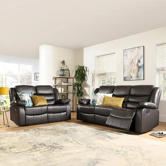 ROMA BLACK LEATHER 3+2+1 SOFA SET (Air Leather UKFR)